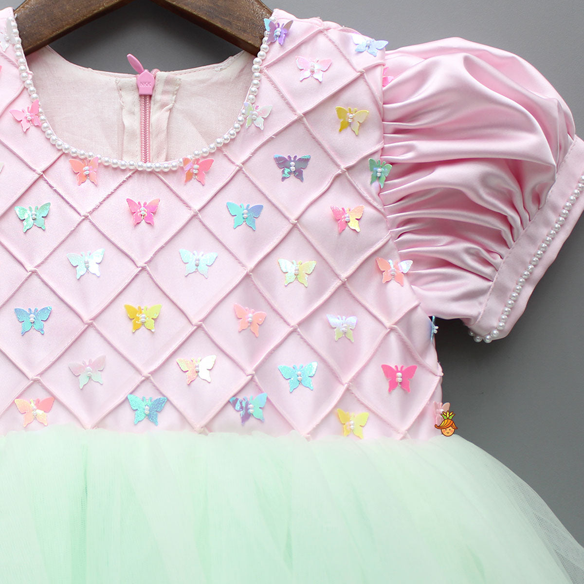 Sequins Butterflies Embellished Yoke Flared Dress