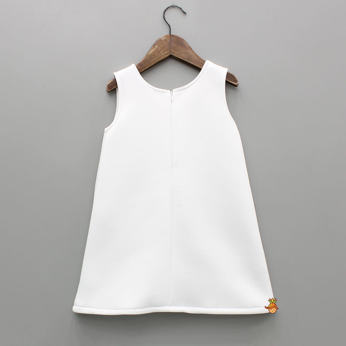 Sequins Rainbow Embroidered White Dress With Bowie Hair Clip