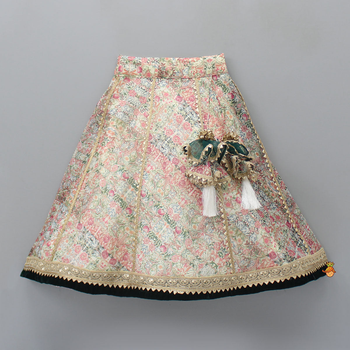 Lovely Printed Lace Work Top And Lehenga With Dupatta