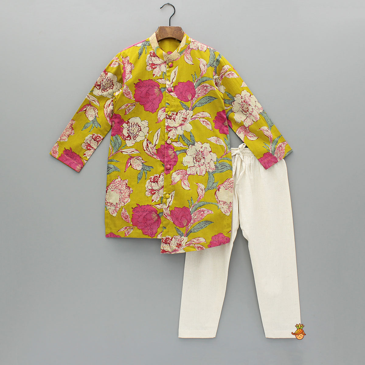 Floral Printed Stylish Hem Kurta With Pyjama