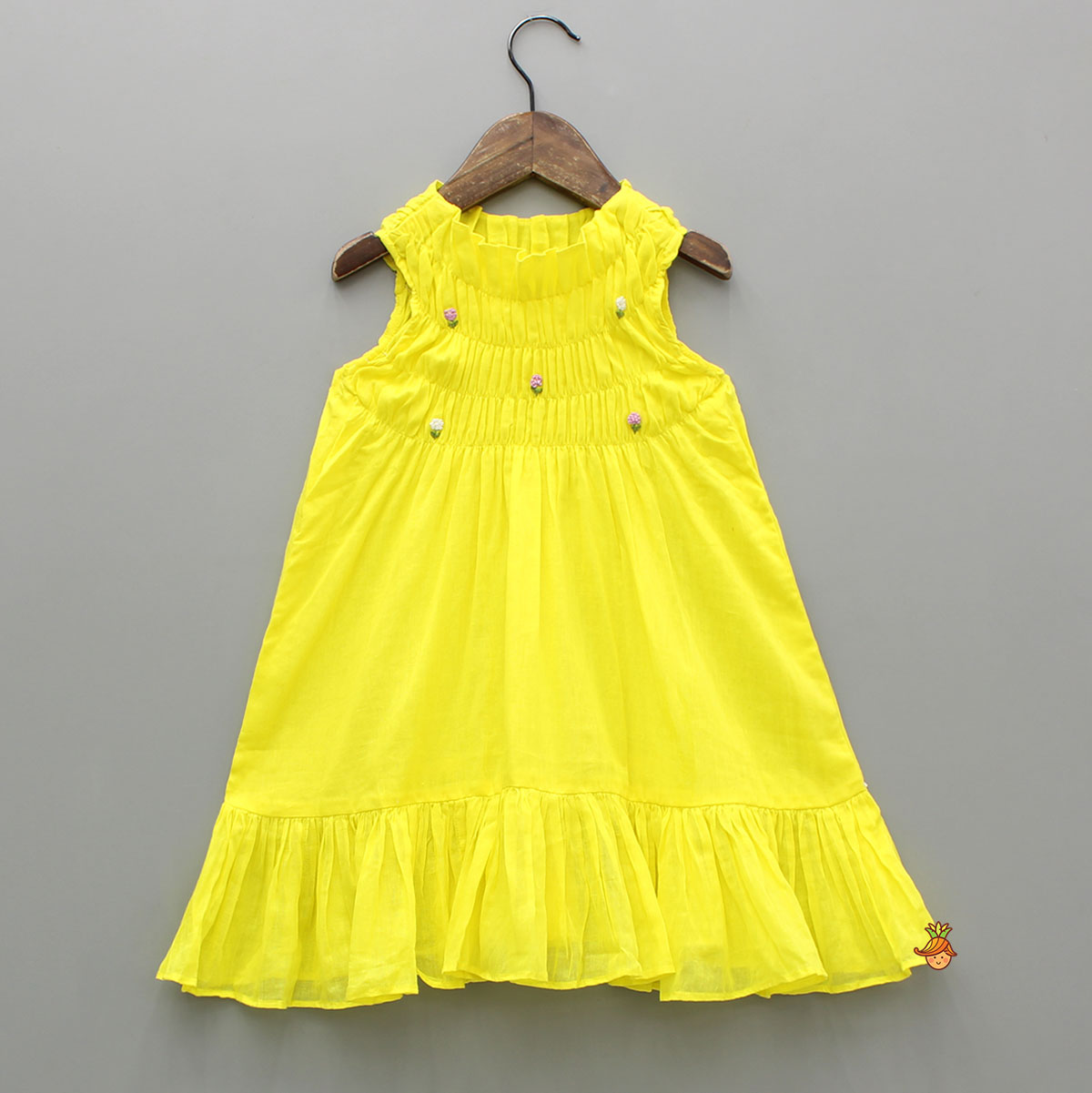Halter Neck Embroidered Yellow Dress