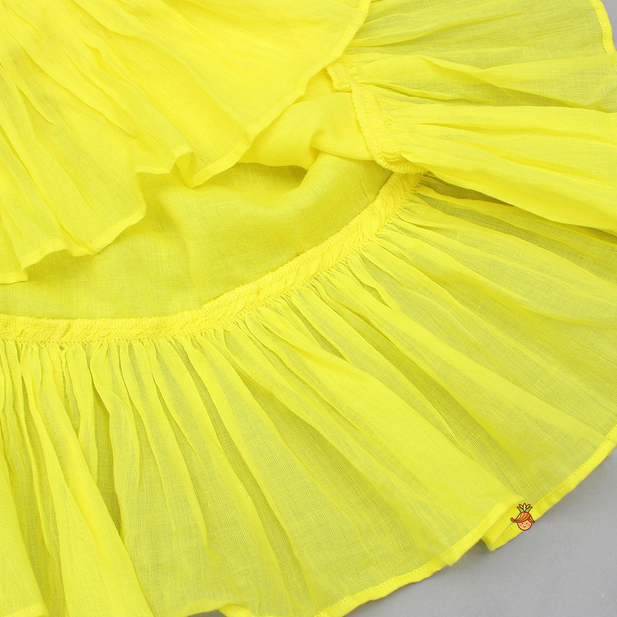 Halter Neck Embroidered Yellow Dress