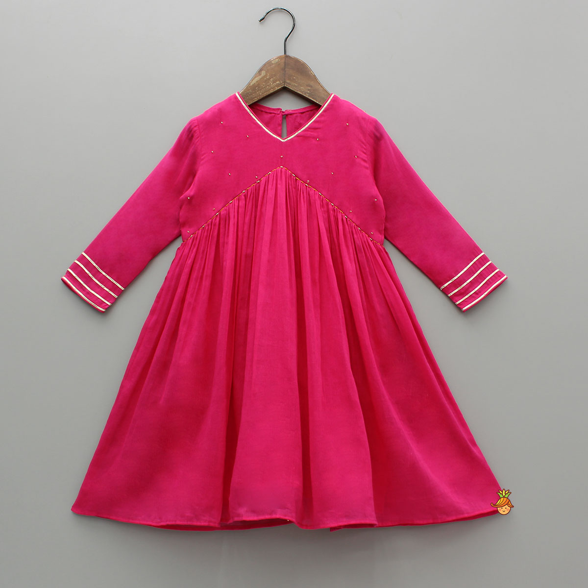 Beads Adorned Pink Kurti And Pant With Dupatta