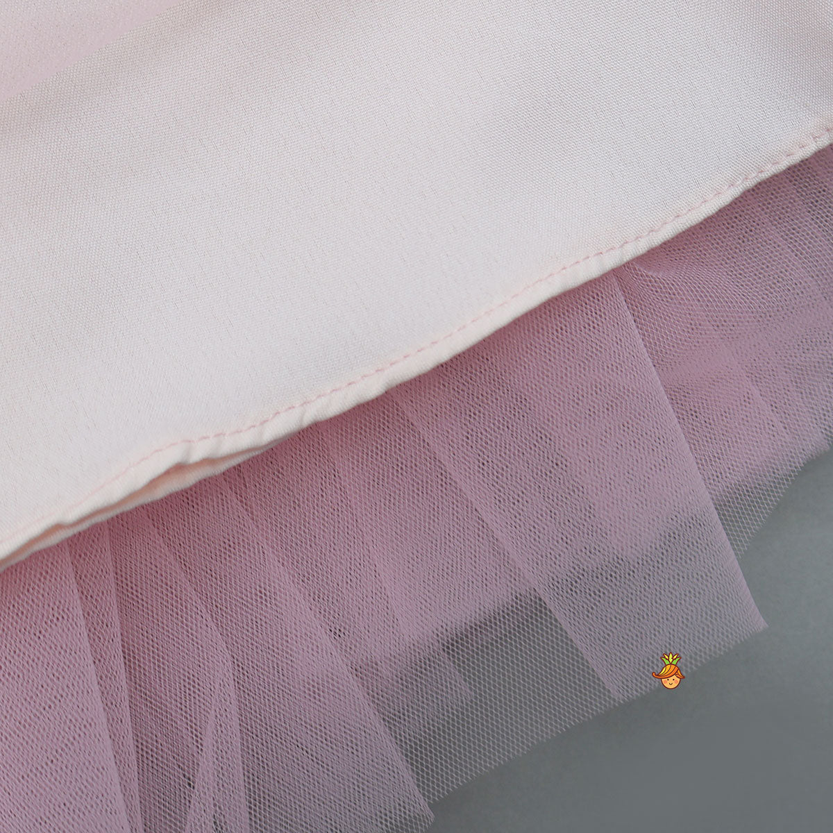 Swirled Flower Enhanced Pink One Shoulder Dress With Hair Band