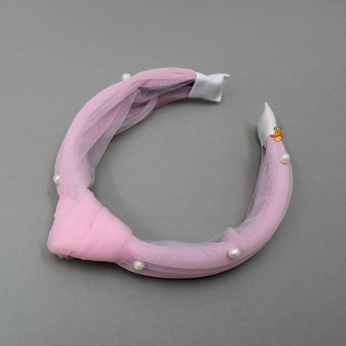 Swirled Flower Enhanced Pink One Shoulder Dress With Hair Band