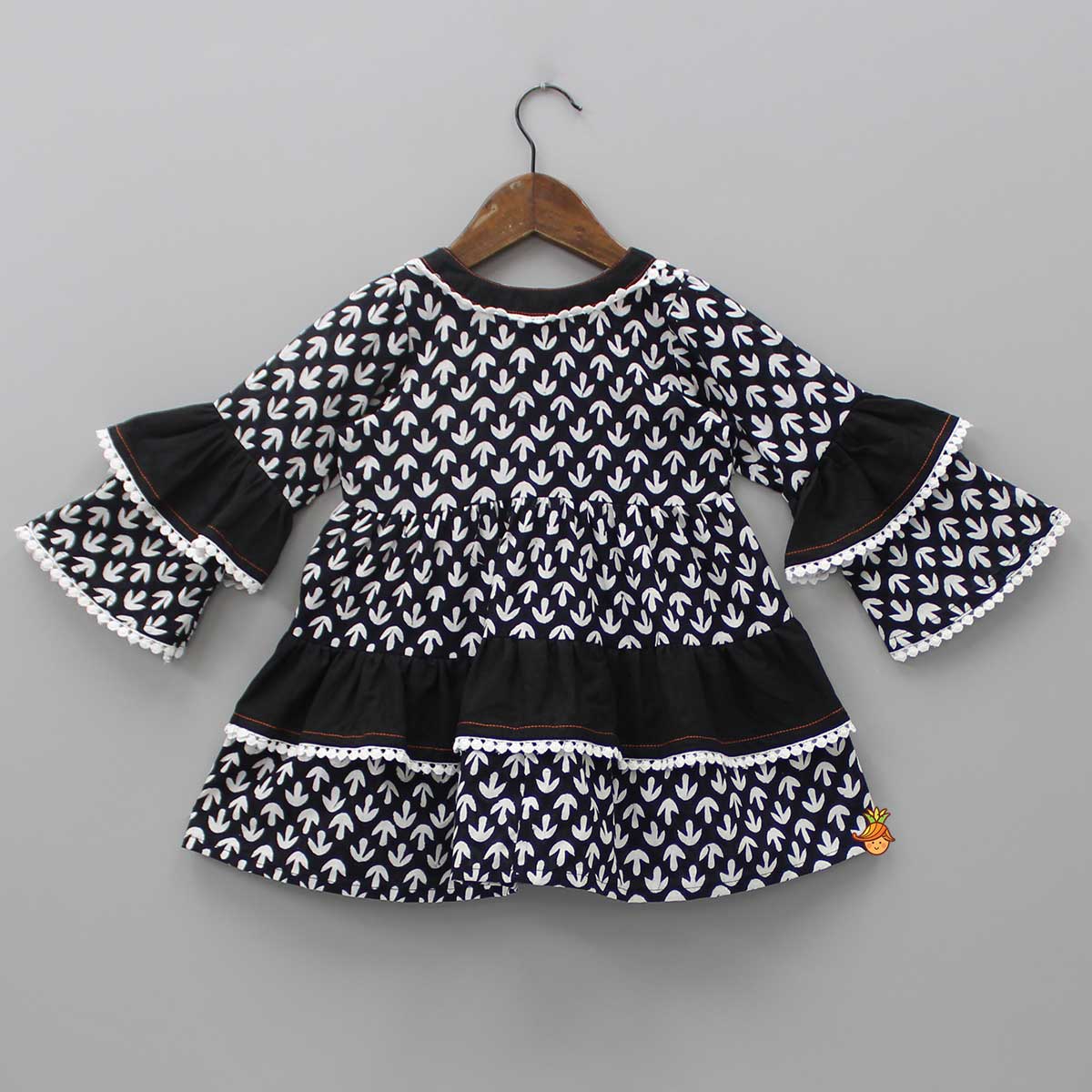 Black And White Layered Sleeves Kurti