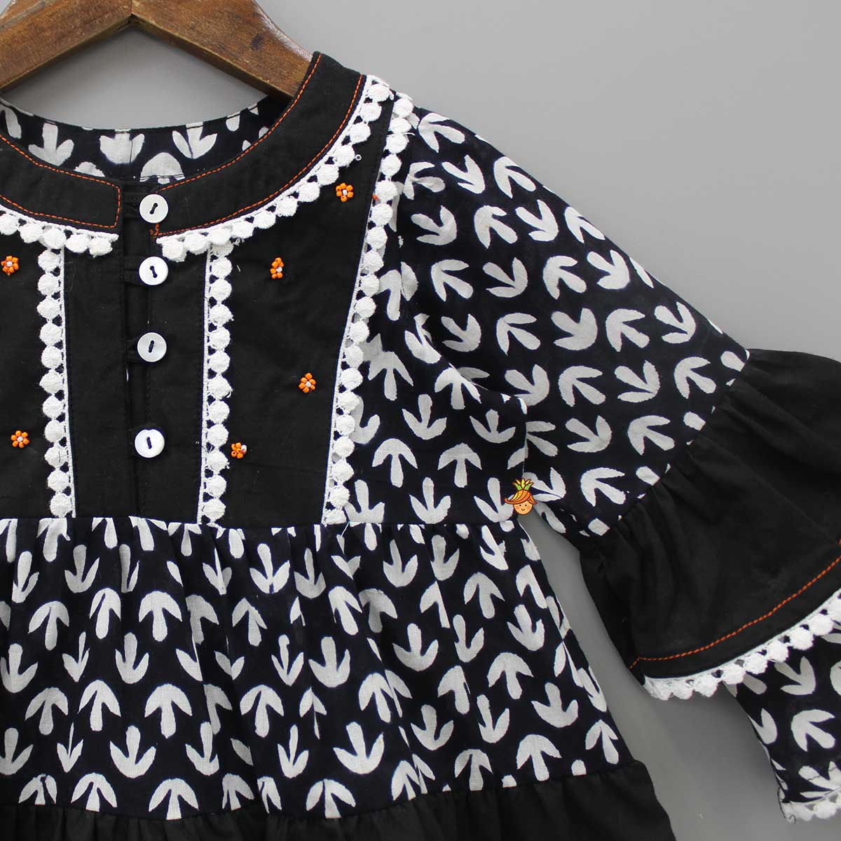 Black And White Layered Sleeves Kurti
