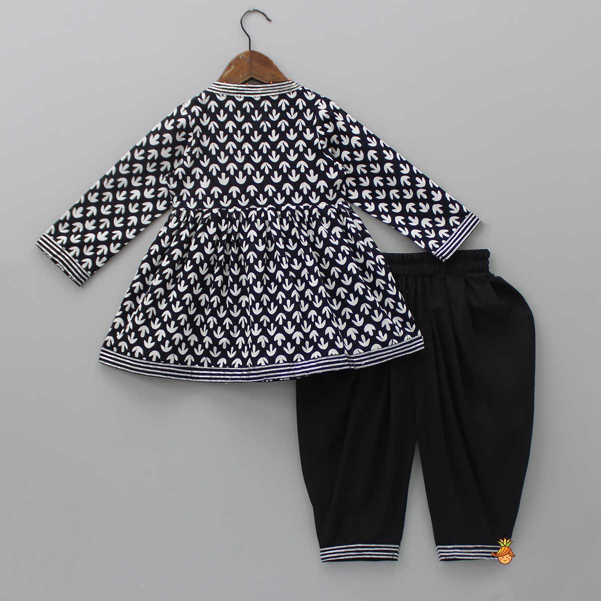 Black And White Angrakha Kurti With Dhoti