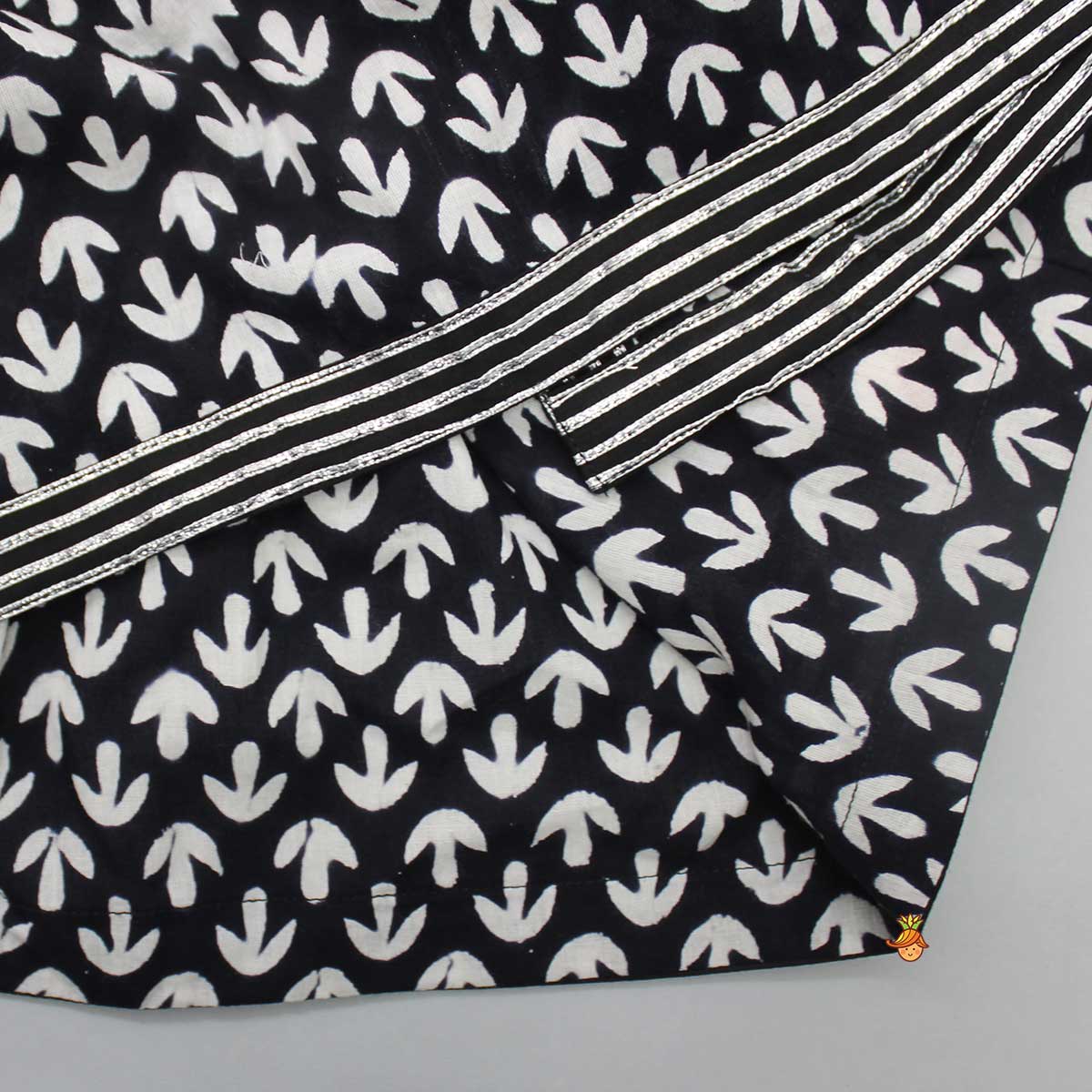 Black And White Angrakha Kurti With Dhoti