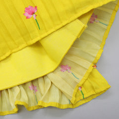 Pre Order: Lotus Printed Yellow Long Kurti With Jacket