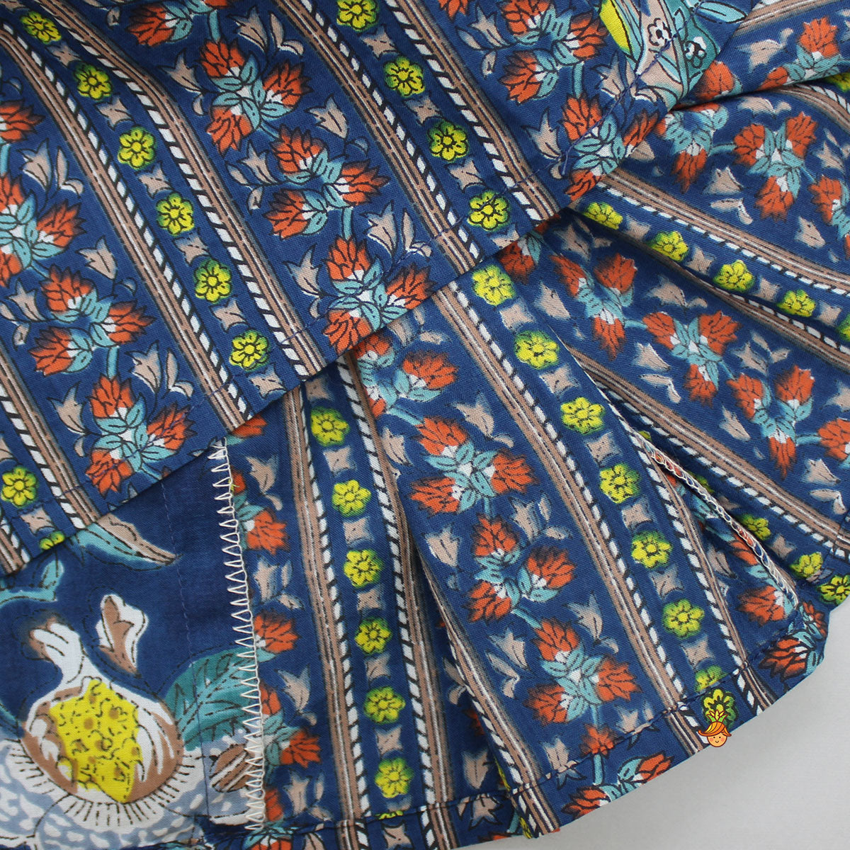 Multicolour Floral Printed Blue Kurti And Pant