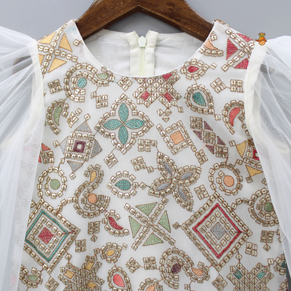 Sequins Embroidered Stylish Ruffled Sleeves Dress