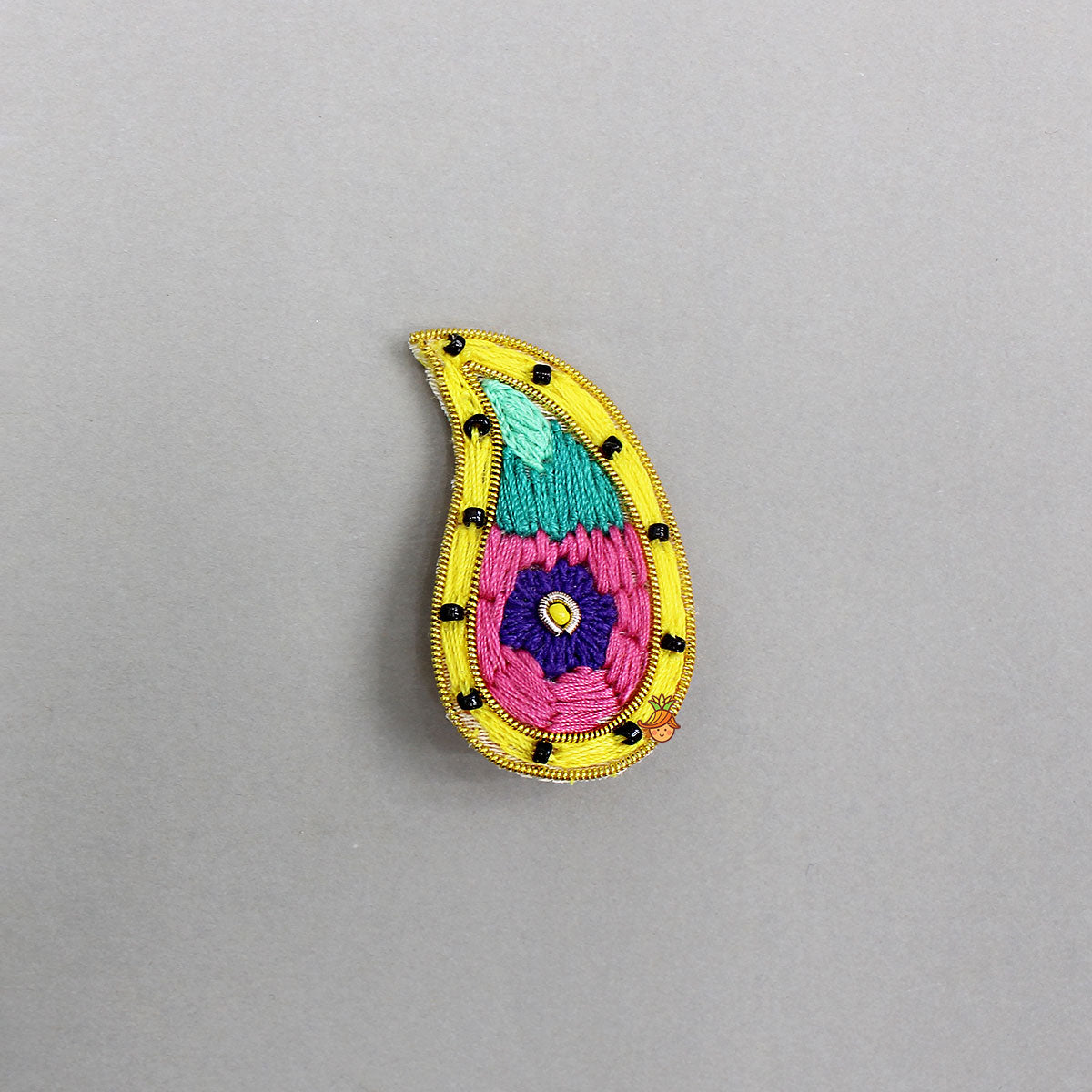 Thread Embroidered Lotus And Motif Hair Clips