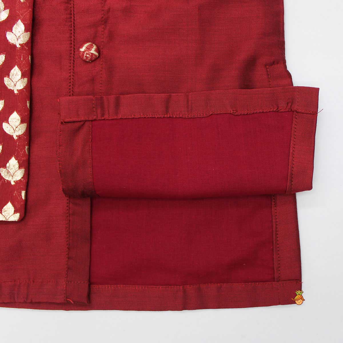 Zari Brocade Layered Flap Kurta And Pyjama