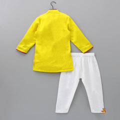 Pre Order: Ethnic Faux Mirror Detailed Yellow Kurta With Pyjama