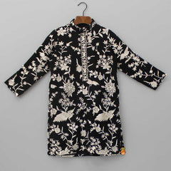 Pre Order: Stunning Embroidered Georgette Black Kurta With Pyjama