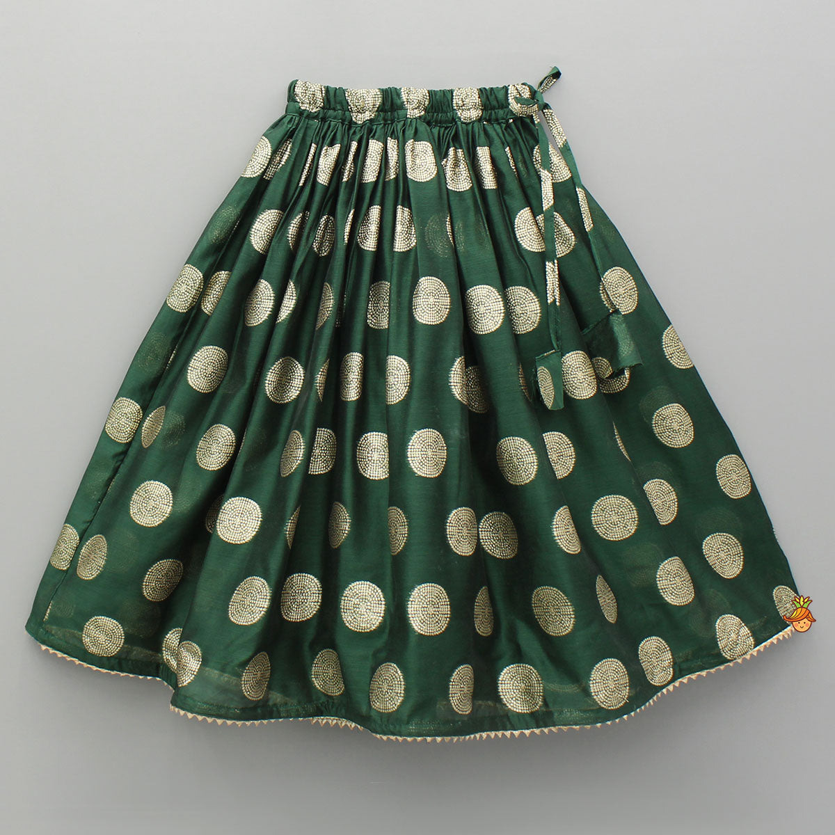 Embroidered Sleeveless Green Peplum Top And Lehenga