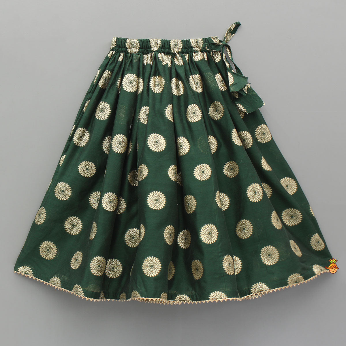 Embroidered Sleeveless Green Peplum Top And Lehenga