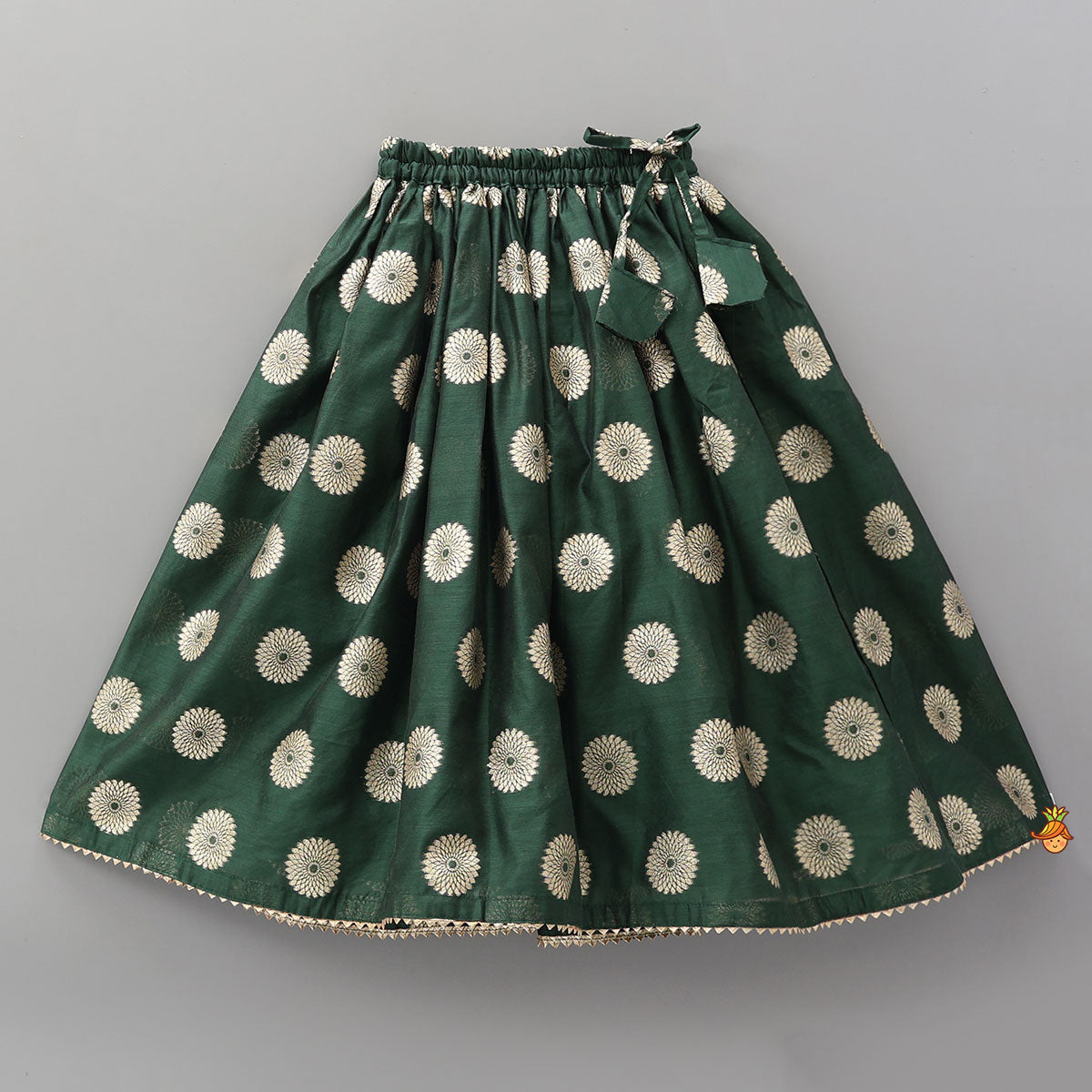 Embroidered Sleeveless Green Peplum Top And Lehenga