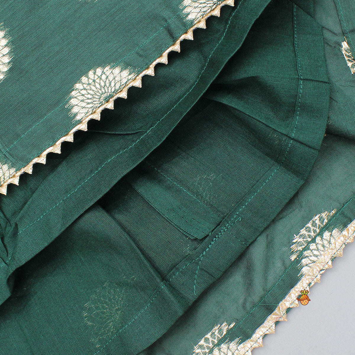 Embroidered Sleeveless Green Peplum Top And Lehenga