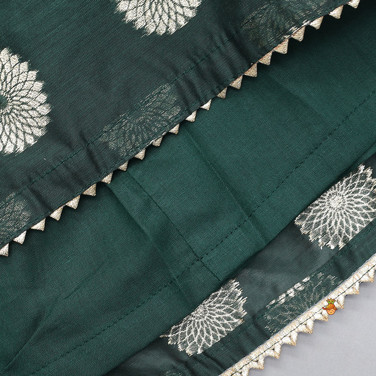 Embroidered Sleeveless Green Peplum Top And Lehenga