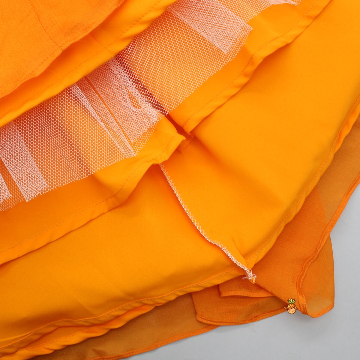 Elegant Shiny Orange Flared Anarkali With Matching Dupatta