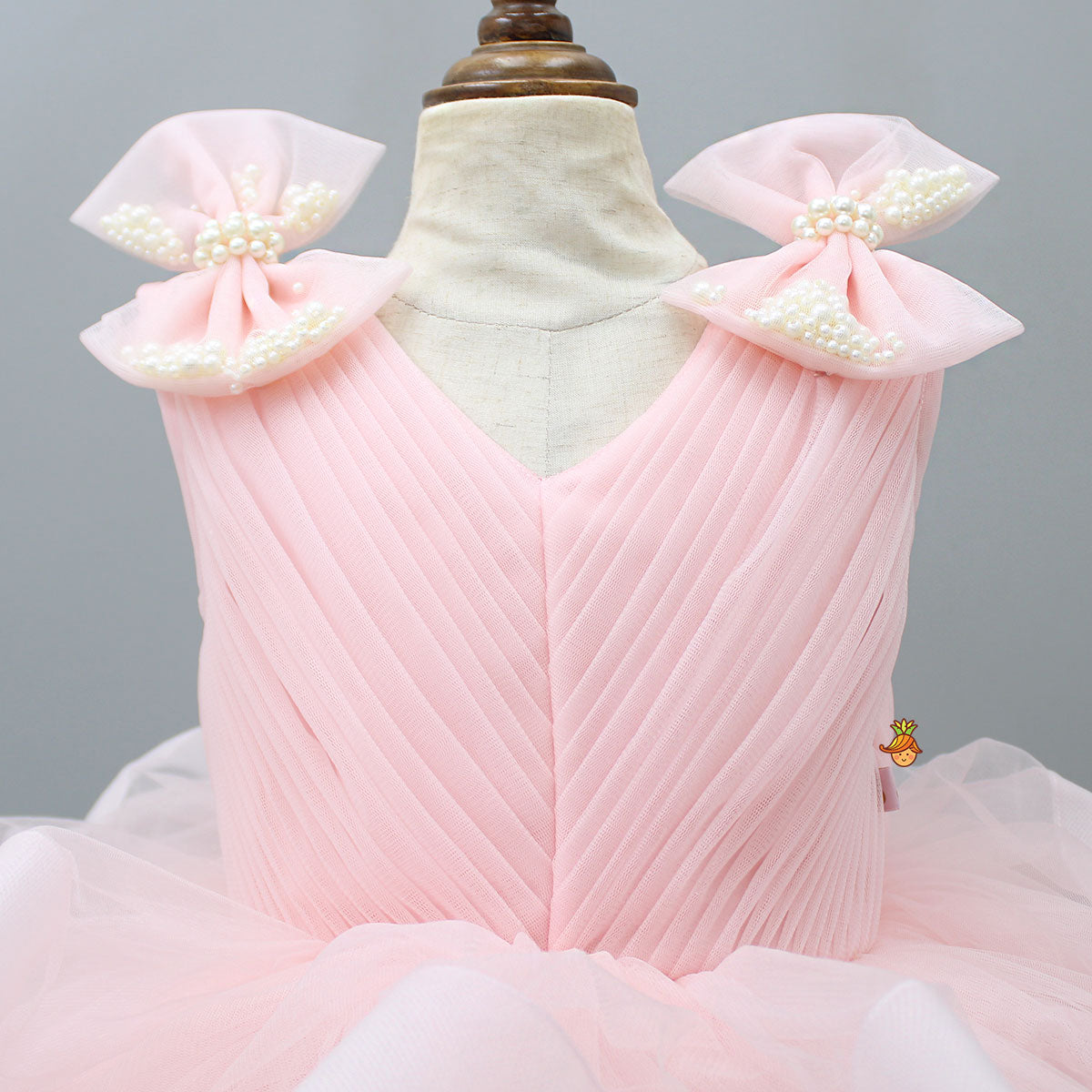 Bows Enhanced Ruffle Layered Net Dress