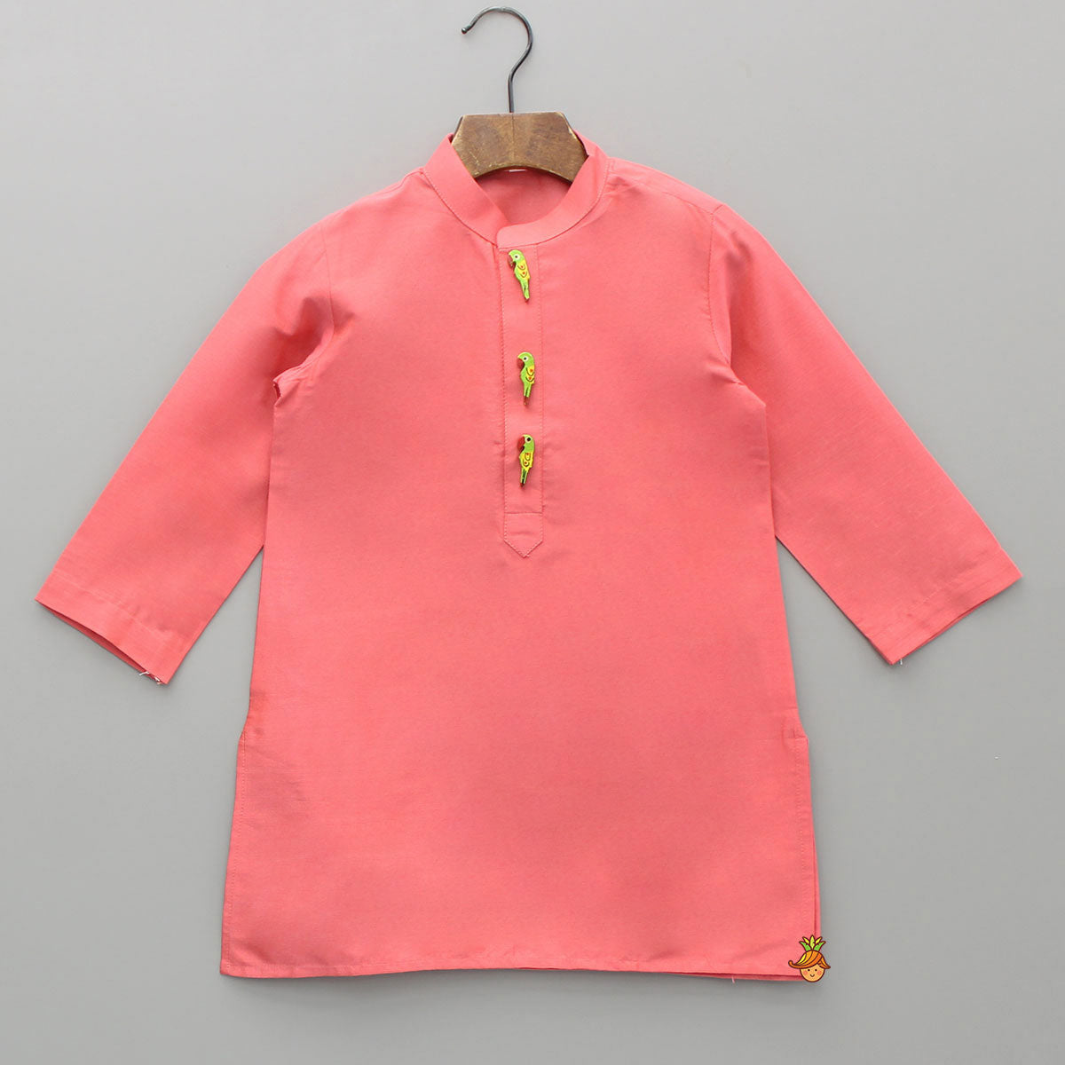 Ethnic Kurta With Wooden Show Buttons And Pyjama