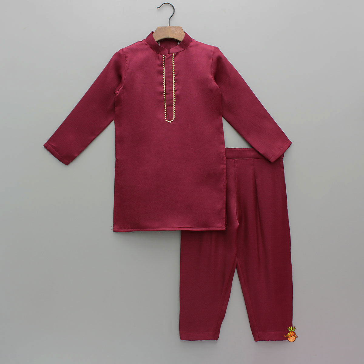 Gota Lace Work Maroon Ethnic Kurta And Pyjama