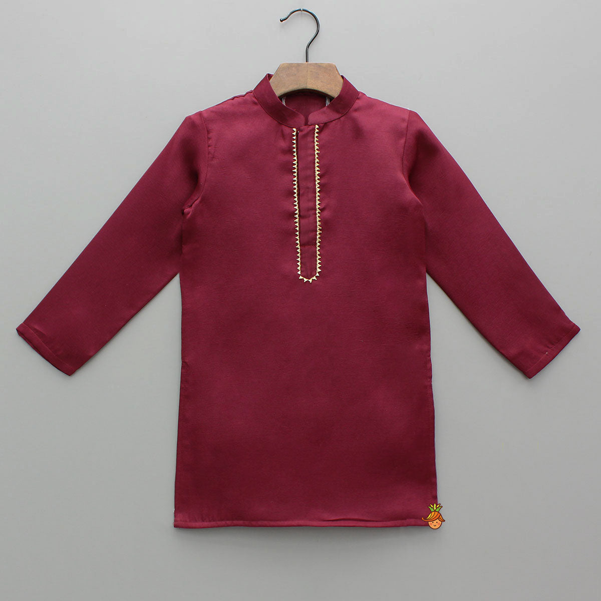 Gota Lace Work Maroon Ethnic Kurta And Pyjama