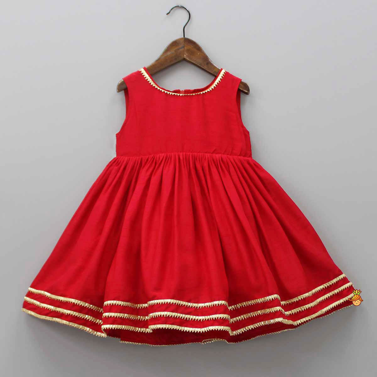 Round Neck Red Kurti With Heavy Embroidered Jacket