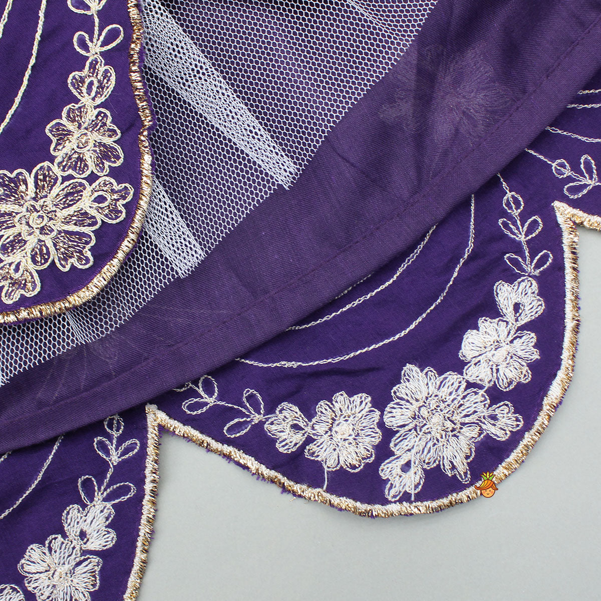 Dual Back Knot Detail Purple Top And Tassels Enhanced Lehenga