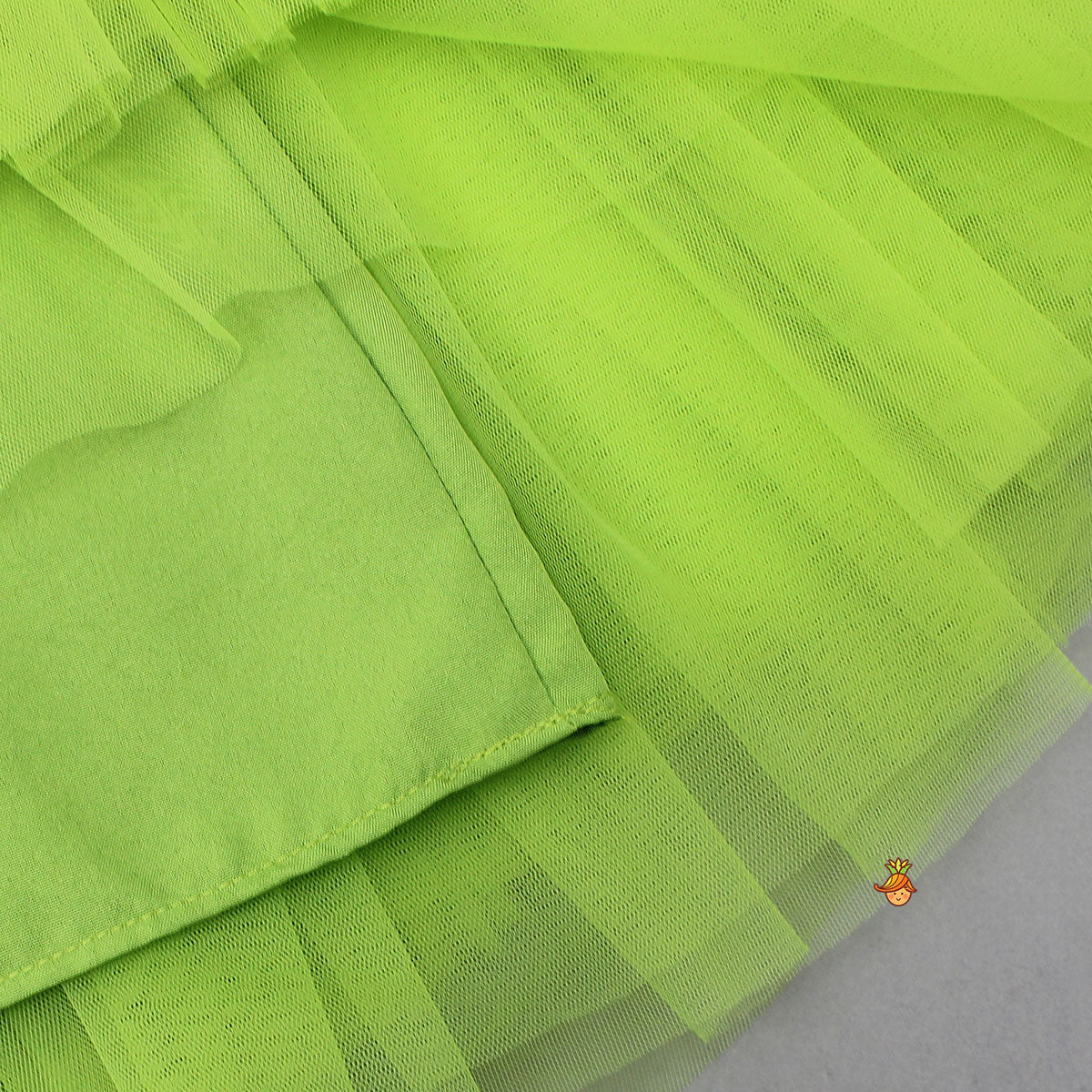 Contrasting Rose Adorned One Shoulder Green Dress With Matching Knot Detail Hair Band