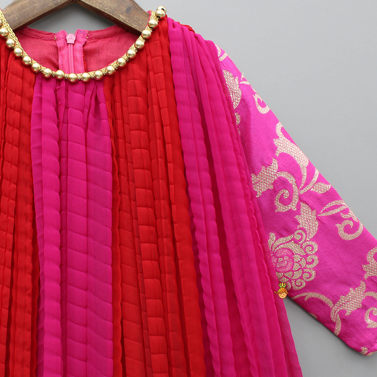Dual Tone Embroidered Sleeves Kurti