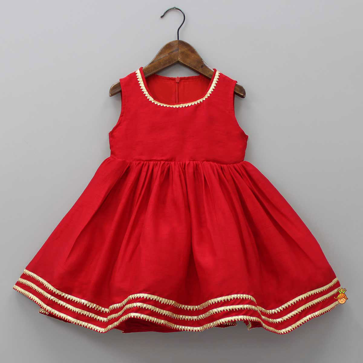 Round Neck Red Kurti With Heavy Embroidered Jacket