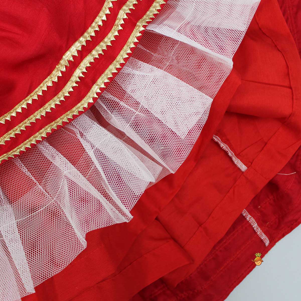 Round Neck Red Kurti With Heavy Embroidered Jacket