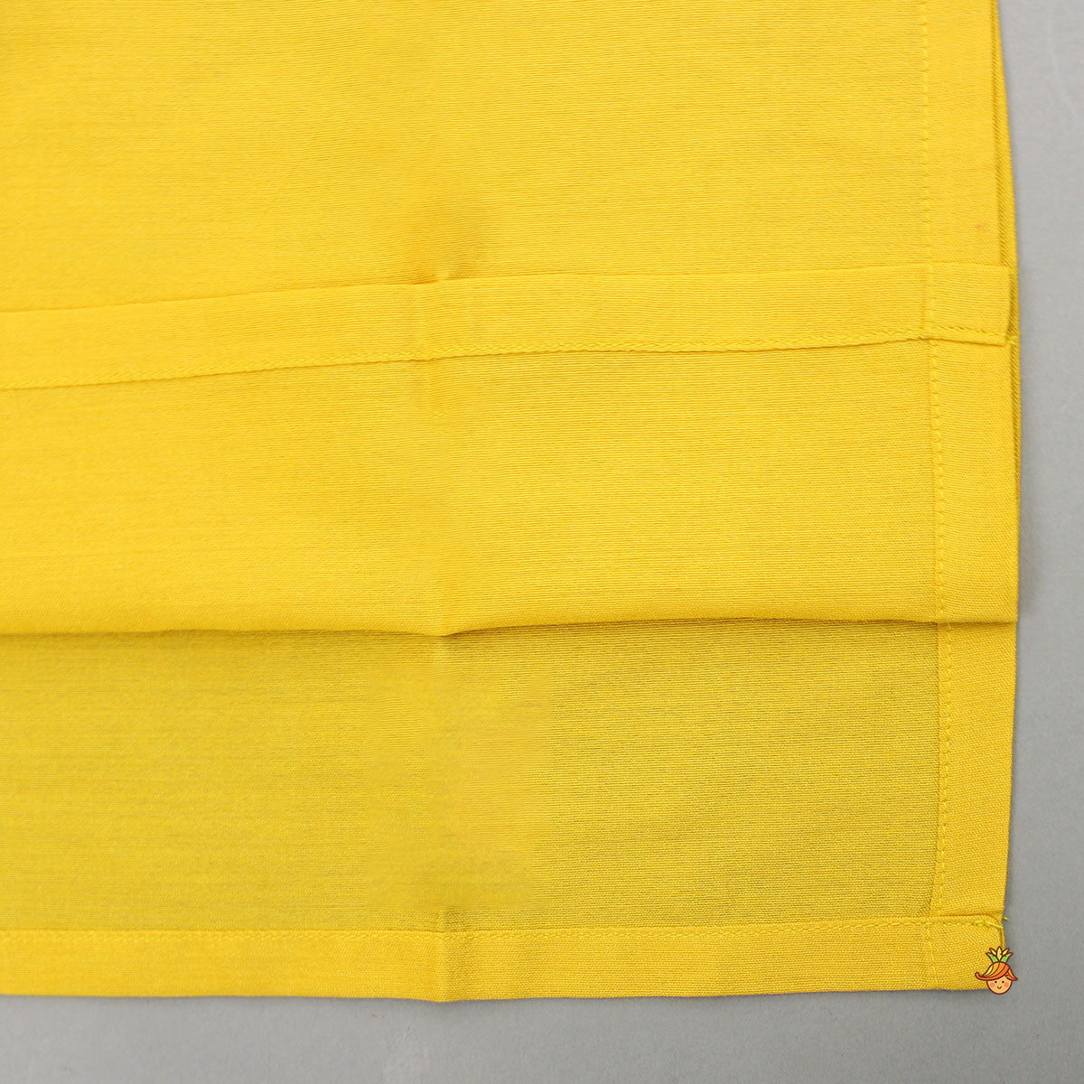 Faux Mirror Work Front Placket Yellow Kurta With Pocket Detail Jacket And Pyjama