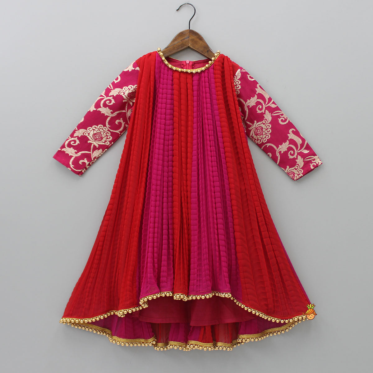 Dual Tone Embroidered Sleeves Kurti