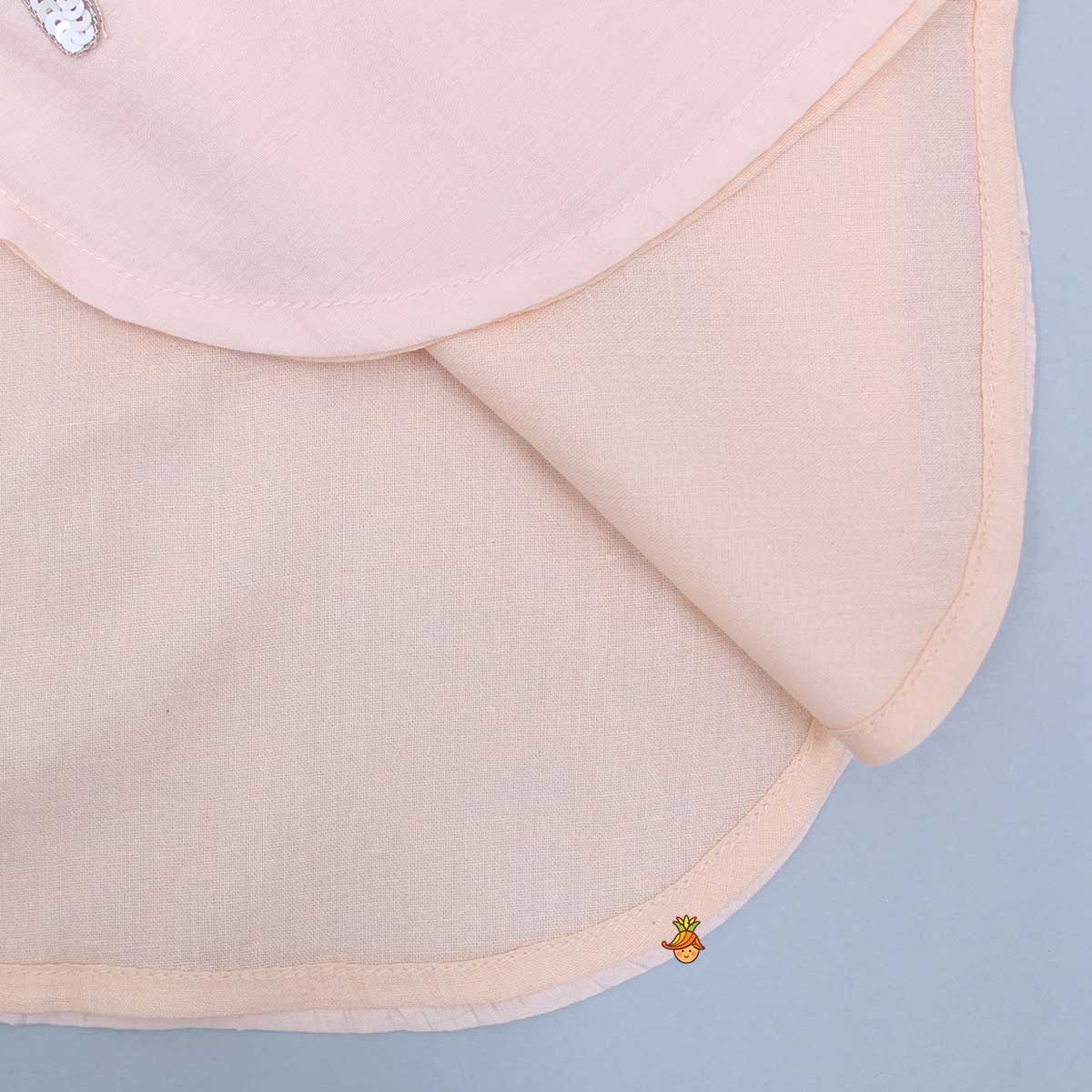 Candies Embroidered Peach Kurti And Tulip Pant With Organza Ruffle Dupatta