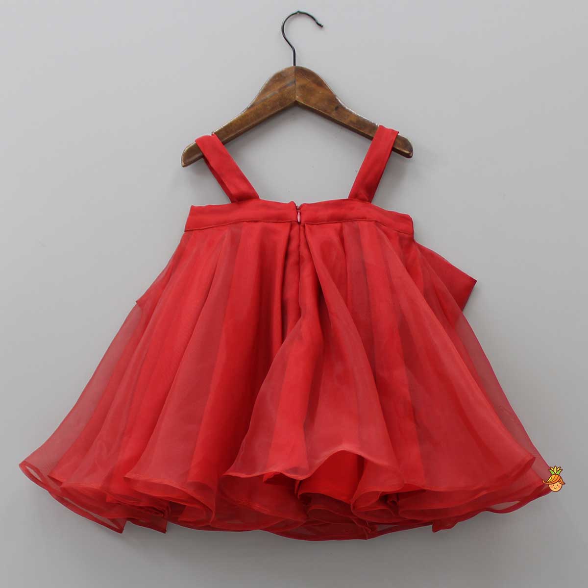 Oversized Bow Organza Red Strappy Dress