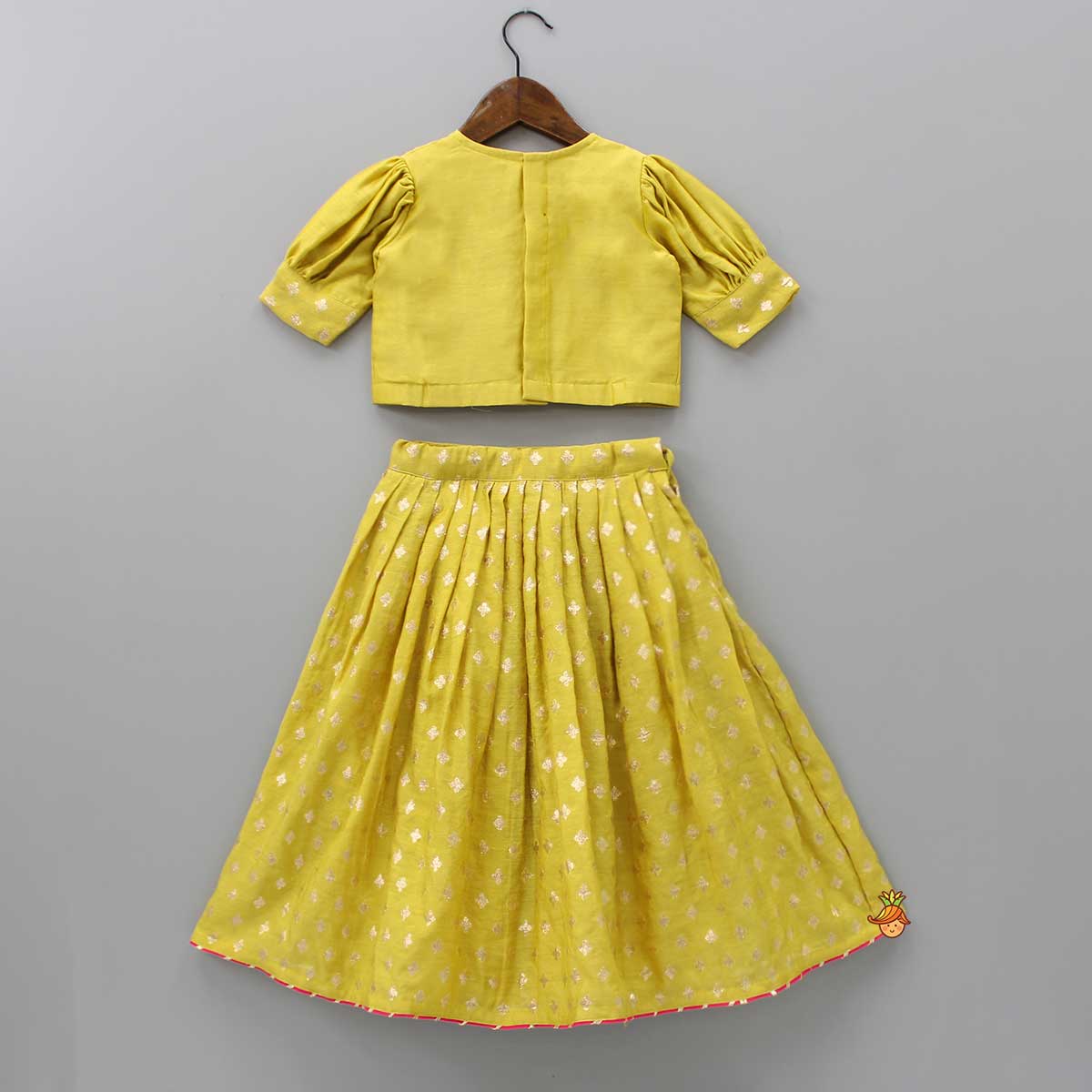 Chanderi Silk Mustard Top And Lehenga