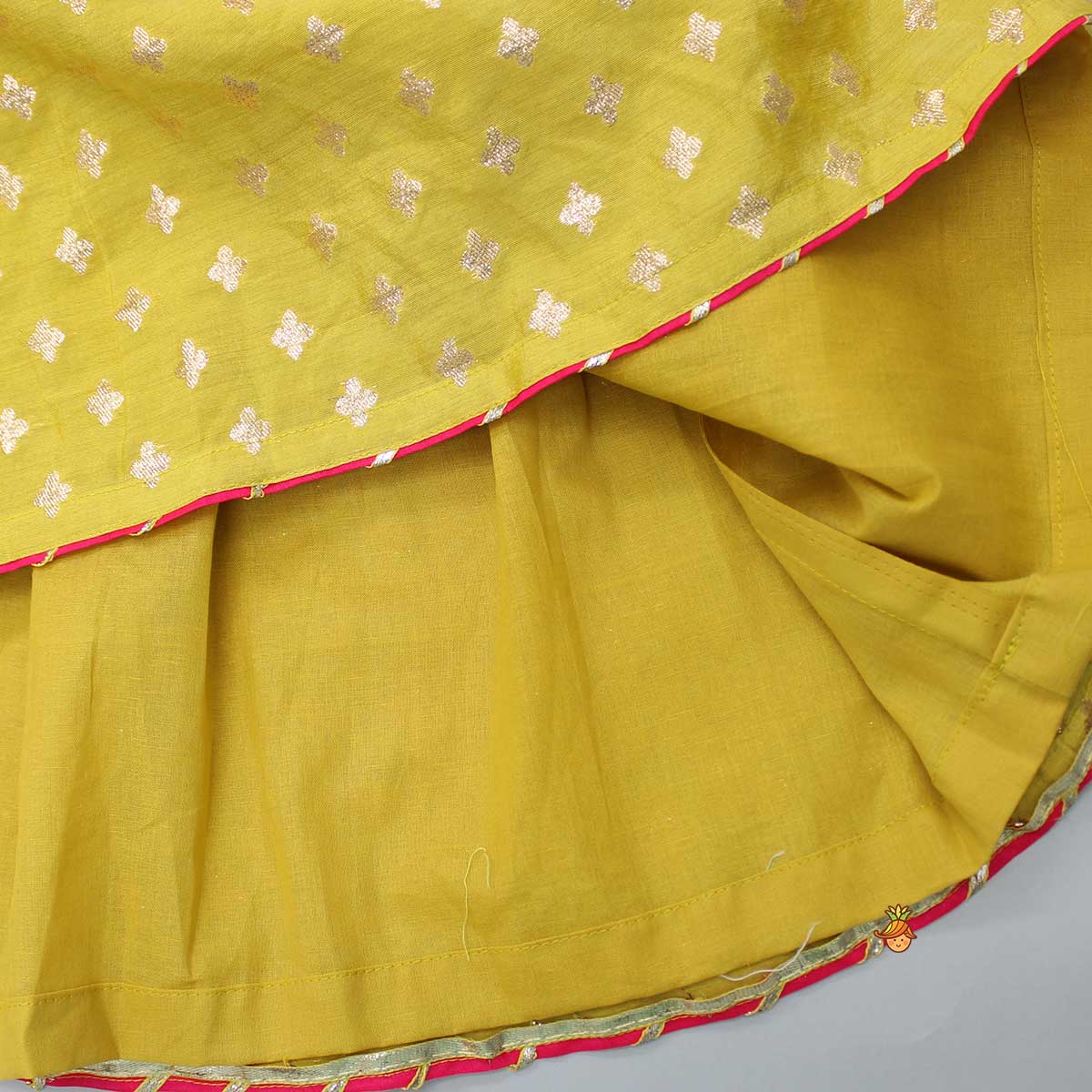 Chanderi Silk Mustard Top And Lehenga