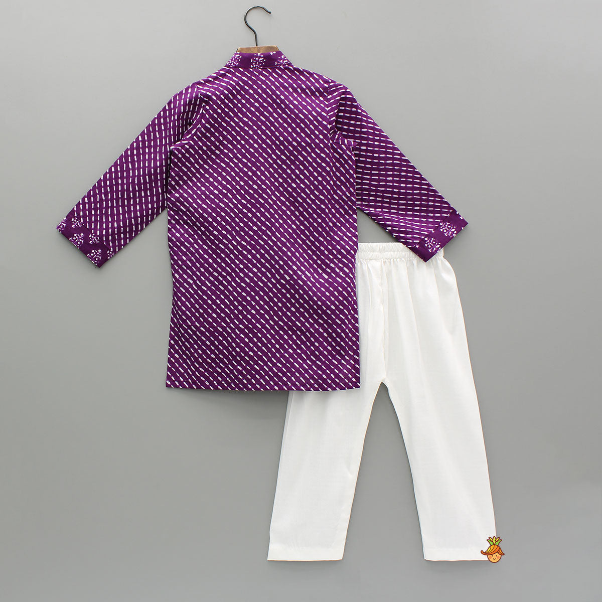 Printed Cotton Purple Kurta And Pyjama