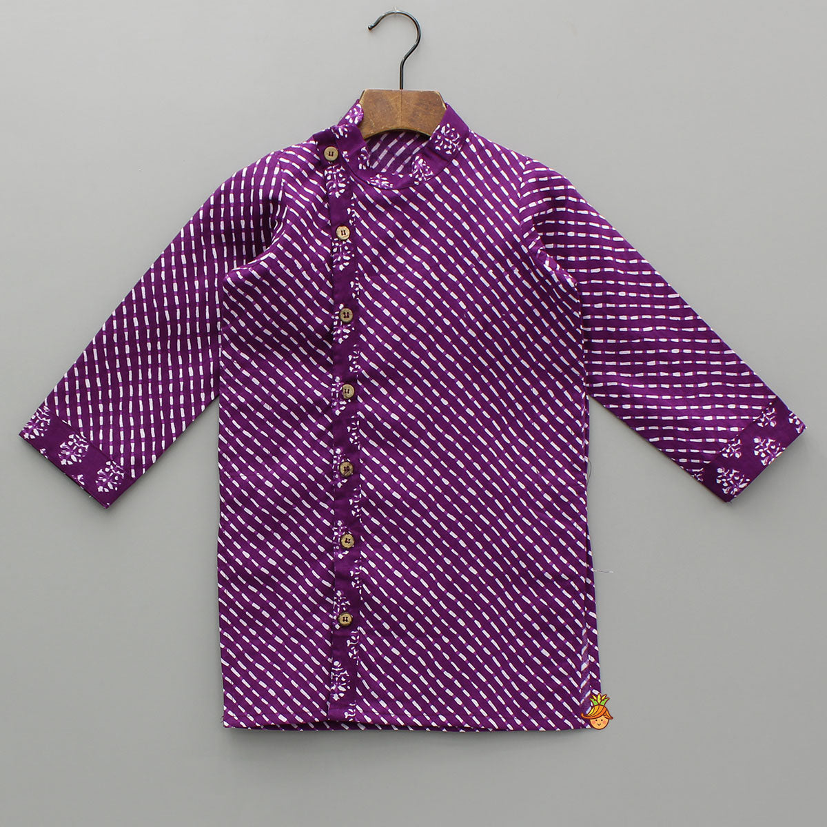 Printed Cotton Purple Kurta And Pyjama