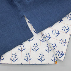 Pocket Square Front Open Blue Jacket