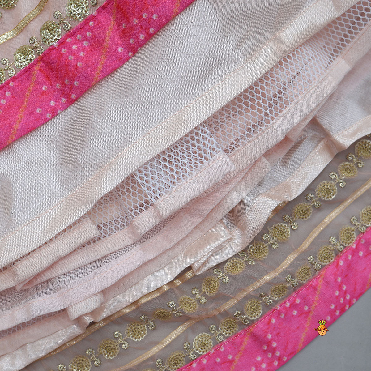 Elegant Pink Top And Fringes Tassels Detail Lehenga With Matching Dupatta