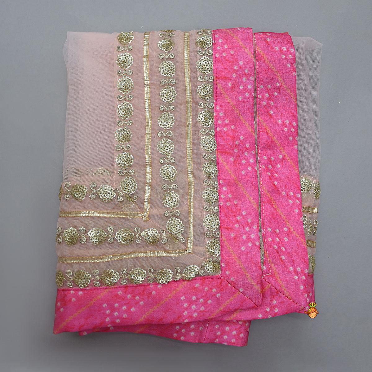 Elegant Pink Top And Fringes Tassels Detail Lehenga With Matching Dupatta