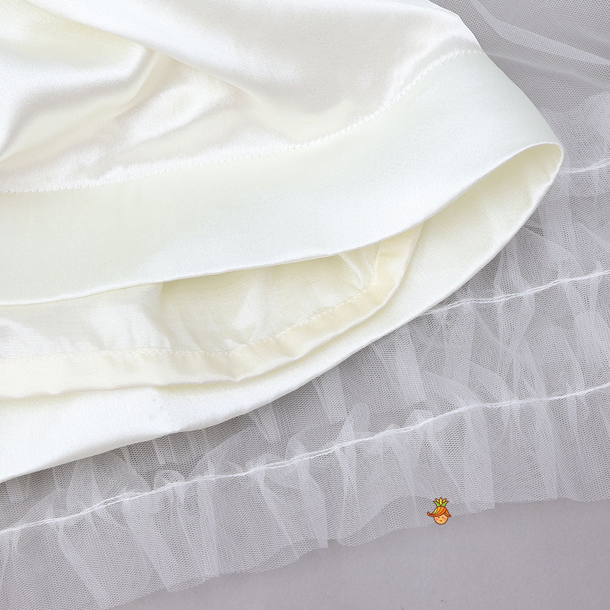 Butterfly Net Off White Trail Dress With Matching Bow Hair Clip