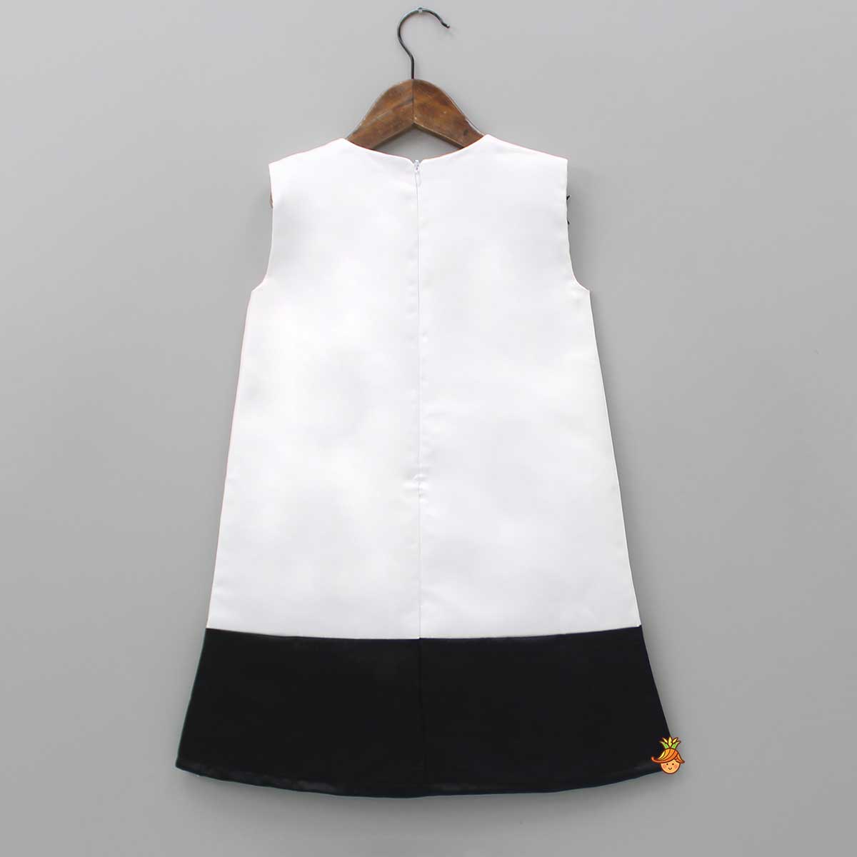 Contrasting Flower Adorned Dual Tone Dress