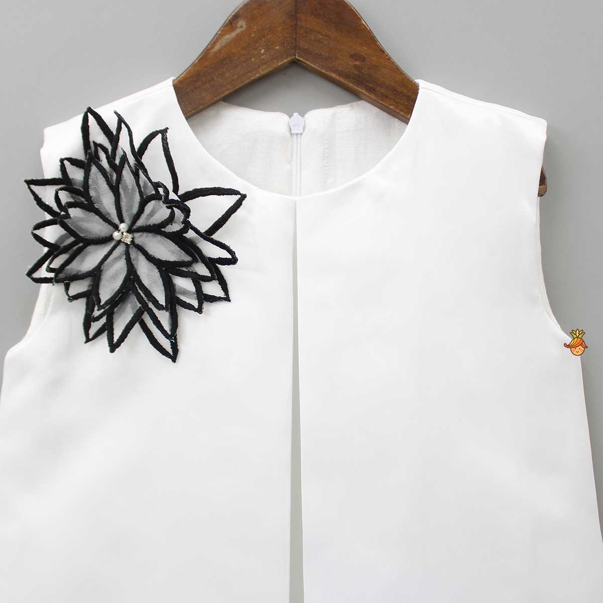 Contrasting Flower Adorned Dual Tone Dress